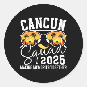 Pegatina Redonda Cancun Vacation Squad 2025 Vacaciones familiares c