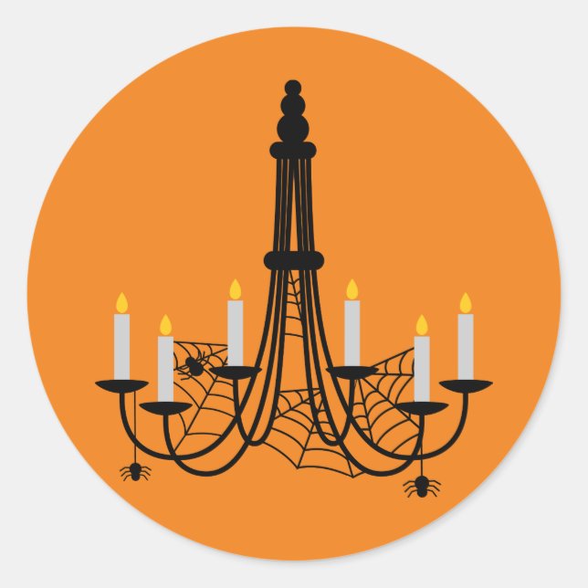 Pegatina Redonda Candelabro araña gótico de Halloween (Anverso)