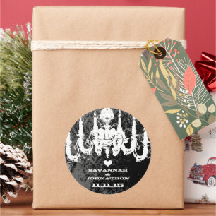 Pegatina Redonda Candelabro de color de color rosa escogido de fucs