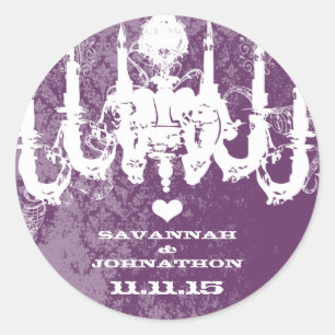 Pegatina Redonda Candelabro de color violeta de color de selección