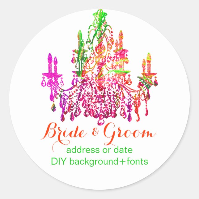 Pegatina Redonda Candelabro de cristal de murano de PixDezines (Anverso)