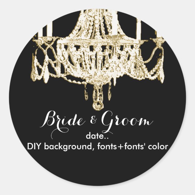 Pegatina Redonda Candelabro del imperio de PixDezines/fondo DIY (Anverso)