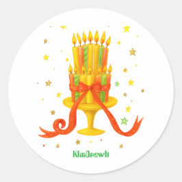 Pegatina Redonda candelero dorado