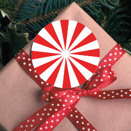 Pegatina Redonda Candía de Peppermint Red White Stripe