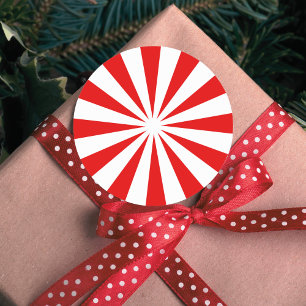 Pegatina Redonda Candía de Peppermint Red White Stripe