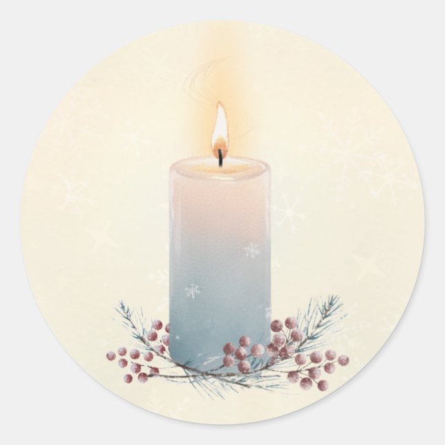 Pegatina Redonda Candlelight Christmas Sympathy Envelope Gift  (Anverso)