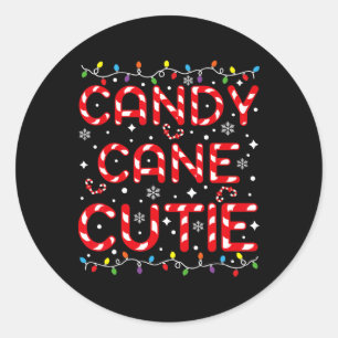 Pegatina Redonda Candy Cane Cariño Divertido Navidad Niños Pequeño 