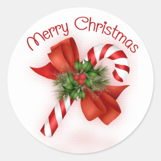 Pegatina Redonda Candy Cane Christmas Stickers (Anverso)