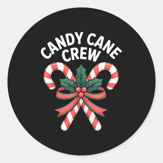 Pegatina Redonda Candy Cane Crew Christmas Girls Boys Kids Adult Ho (Anverso)