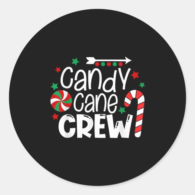 Pegatina Redonda Candy Cane Crew Christmas Xmas Love Candy Boys Gir (Anverso)