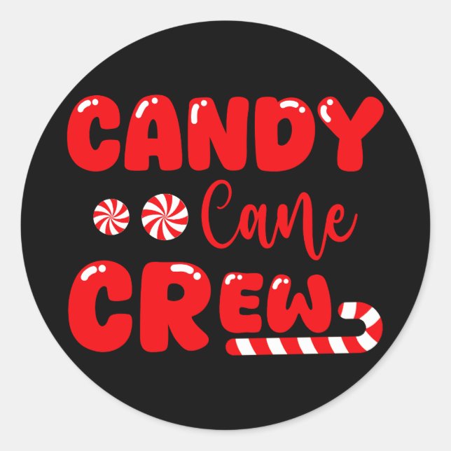 Pegatina Redonda Candy Cane Crew Coincide con Candy Lover (Anverso)
