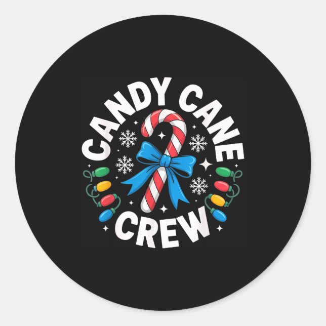 Pegatina Redonda Candy Cane Crew Funny Christmas Candy Lover X-mas  (Anverso)