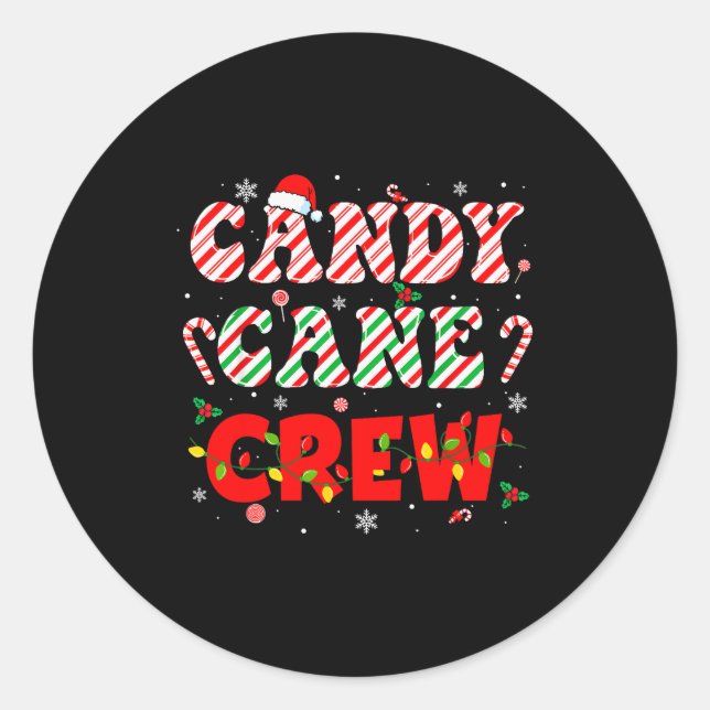 Pegatina Redonda Candy Cane Crew Funny Christmas Holiday Family Men (Anverso)
