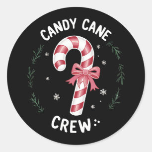 Pegatina Redonda Candy Cane Crew Funny Navidades Candy Lover Xmas