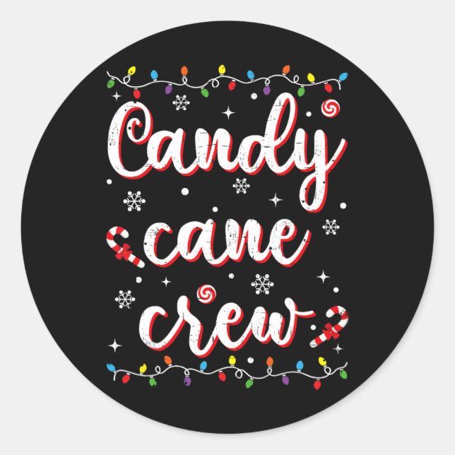 Pegatina Redonda Candy Cane Crew Funny Navidades Candy Lover Xmas P (Anverso)
