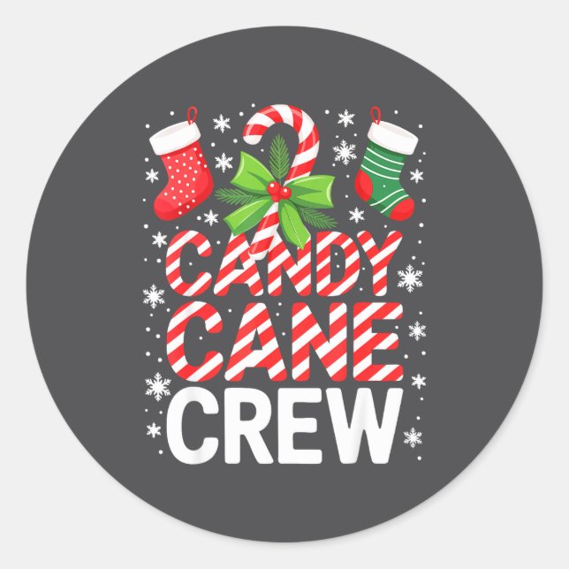 Pegatina Redonda Candy Cane Crew Shirt Adult Men Women Kids Christm (Anverso)
