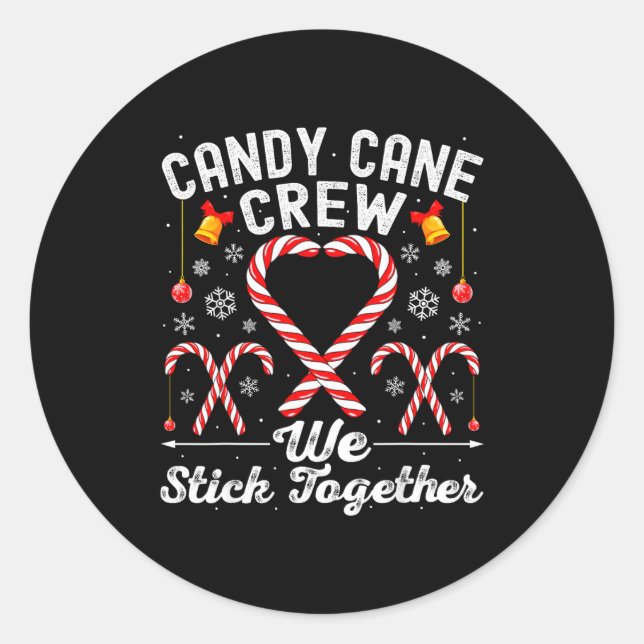 Pegatina Redonda Candy Cane Crew We Stick Together Family Matching  (Anverso)