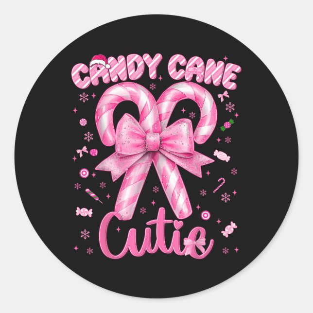 Pegatina Redonda Candy Cane Cutie Coquette Pajamas Pjs Navidades Xm (Anverso)