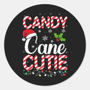 Pegatina Redonda Candy Cane Cutie Cute graciosos Navidades Xmas Can