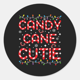 Pegatina Redonda Candy Cane Cutie Navidades graciosos niños pequeño
