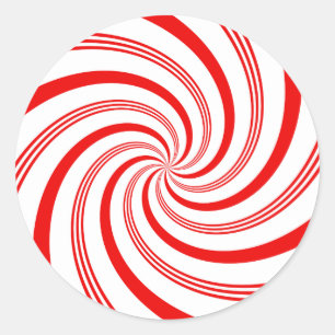 Pegatina Redonda Candy Cane en espiral