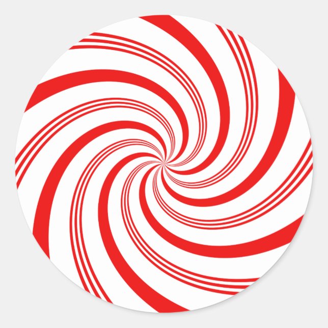 Pegatina Redonda Candy Cane en espiral (Anverso)