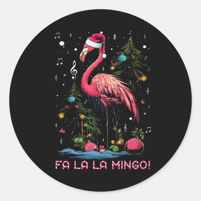 Pegatina Redonda Candy Cane Flamingoes Fa La Mingo Flamingo Chris (Anverso)