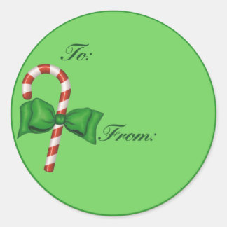 Pegatina Redonda Candy Cane Gift Tag