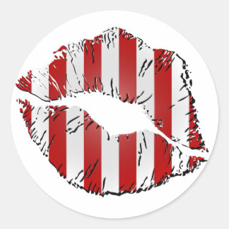 Pegatina Redonda Candy Cane Kisses