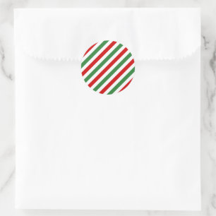 Pegatina Redonda Candy Cane Navidades Strips Red Green