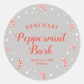 Pegatina Redonda Candy Cane Peppermint Bark Navidades caseros etiqu