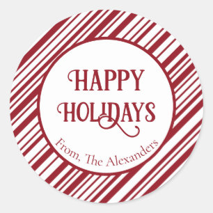 Pegatina Redonda Candy Cane Strin Holiday