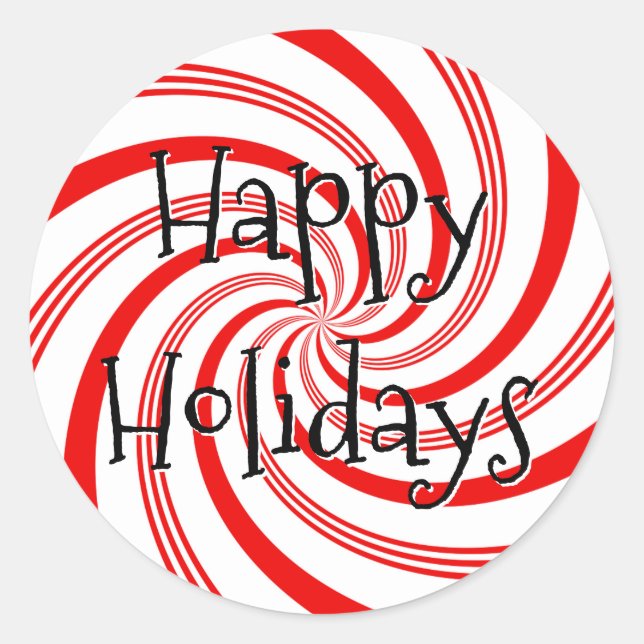 Pegatina Redonda Candy Cane Twirl (Anverso)