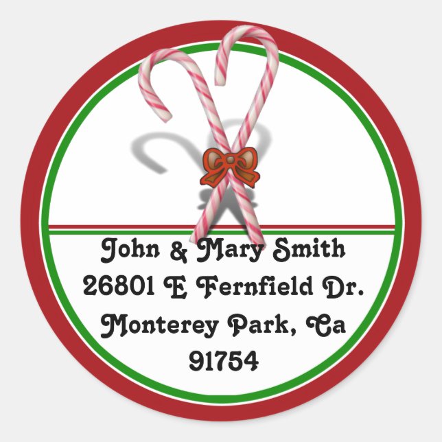 Pegatina Redonda Candy Canes (Anverso)