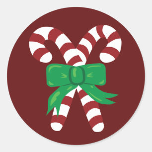 Pegatina Redonda Candy Canes