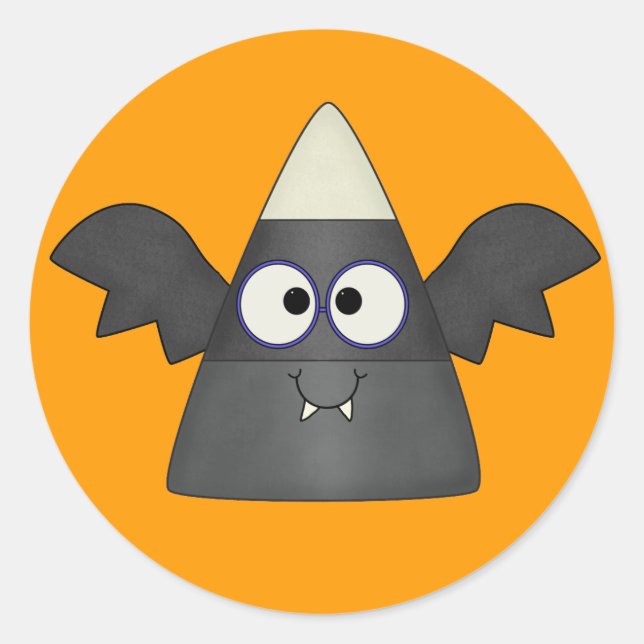 Pegatina Redonda Candy Corn Bat (Anverso)
