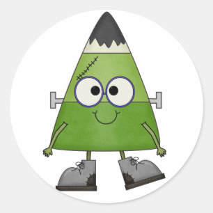 Pegatina Redonda Candy Corn Frankenstein Halloween