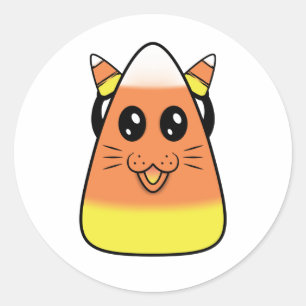 Pegatina Redonda Candy Corn Kitty