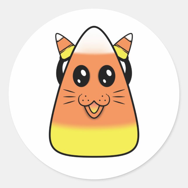 Pegatina Redonda Candy Corn Kitty (Anverso)