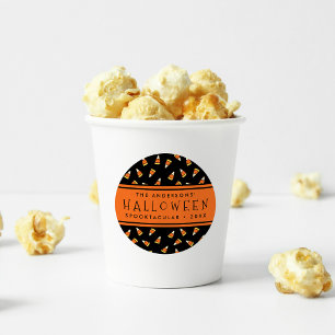Pegatina Redonda Candy Corn Personalizado Halloween Party