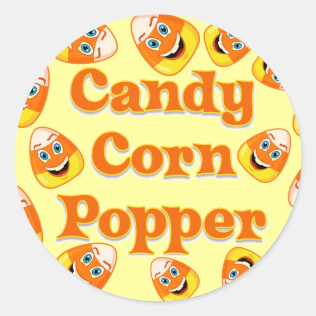 Pegatina Redonda Candy Corn Popper (Anverso)