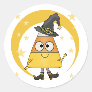 Pegatina Redonda Candy Corn Witch Halloween