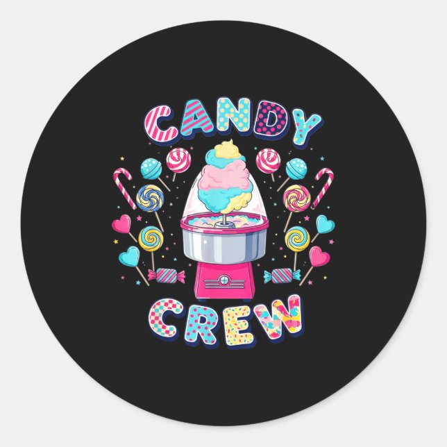 Pegatina Redonda Candy Crew Candy Party Land Costume Women Kids  (Anverso)