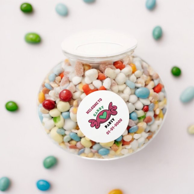 Pegatina Redonda Candy Fiesta (candy treat sweet party theme sticker,birthday party sticker,gift pack,envelope,return gift sticker)