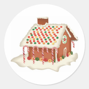 Pegatina Redonda Candy Gingerbread Cottage