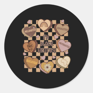 Pegatina Redonda Candy Heart Black History Month African American W