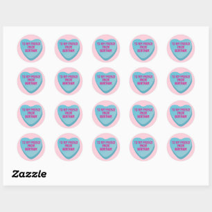 Pegatina Redonda Candy Heart Sticker de intercambio del Día de San 
