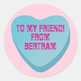 Pegatina Redonda Candy Heart Valentine's Day Exchange Sticker Blue