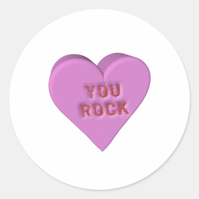 Pegatina Redonda Candy Heart "YOU ROCK" (Anverso)