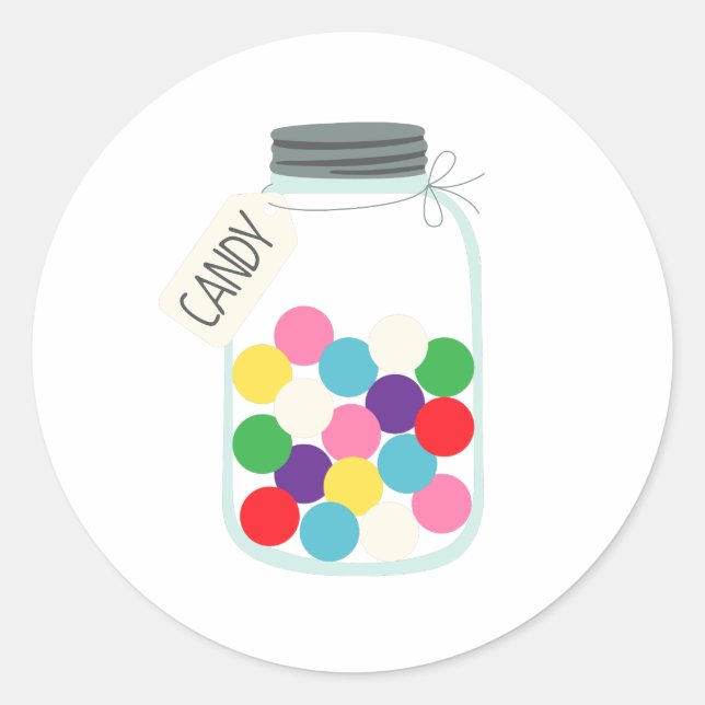 Pegatina Redonda Candy Jar (Anverso)